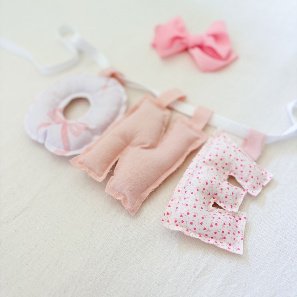 Pink Fabric 'ONE' Banner Handmade - Picture 4 of 5